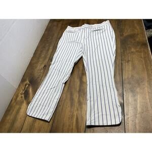 Anthropologie Pants Women's 4 Essential Slim Beige Blue Striped Stretch Cropped